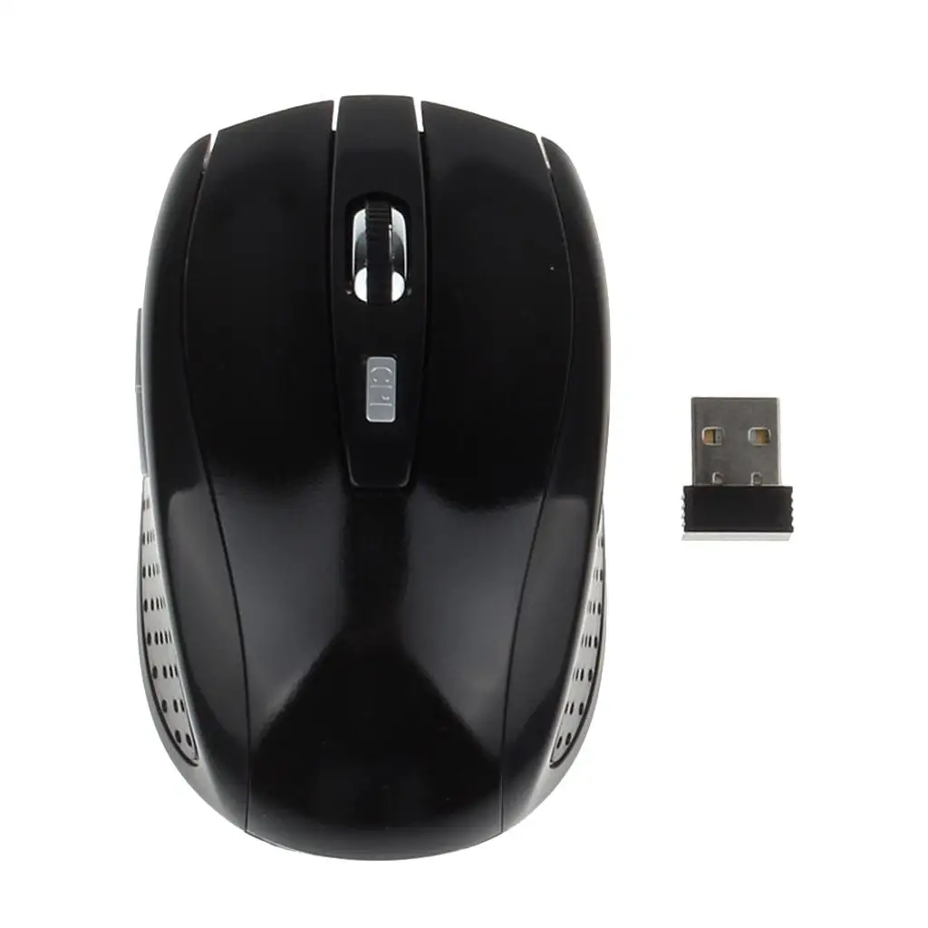 2.4GHz Optical Mouse USB 2.0 Receiver 6Button 1800dpi for PC Black