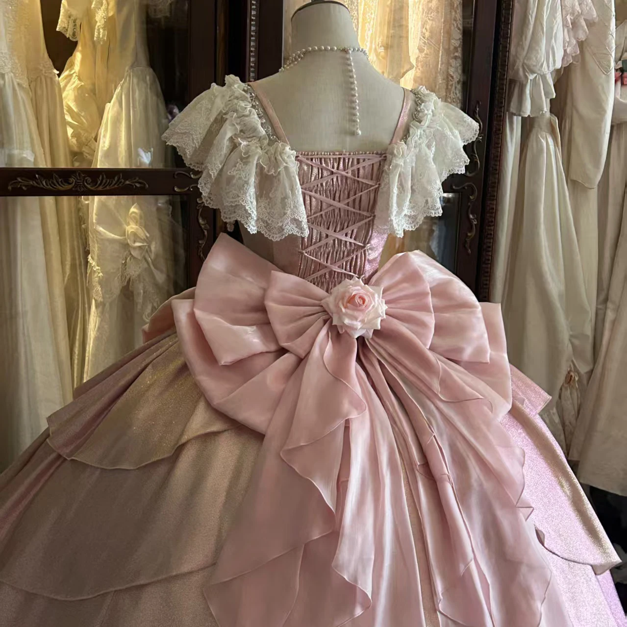 حالمة رائع اليابانية الأصلية لوليتا فستان الأميرة ثوب مسائي الوردي حفلة عيد ميلاد القادمة من العمر حفل القوس فستان حلو #5