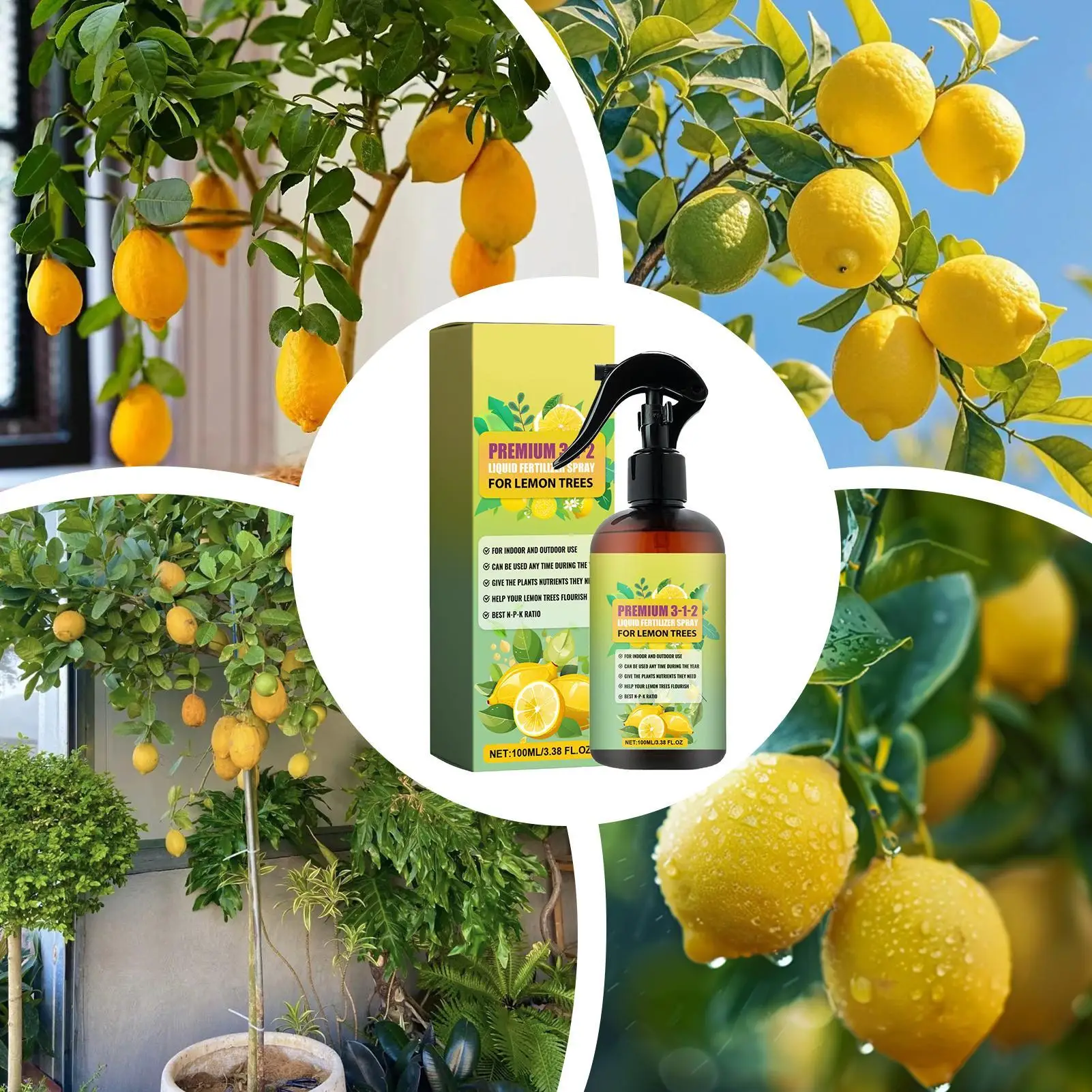 Concentrated Growth Spray for Lemon Tree Professional Lemon Tree Spray Liquid Fertilizer Mist for Healthy Leaves and Root Growth