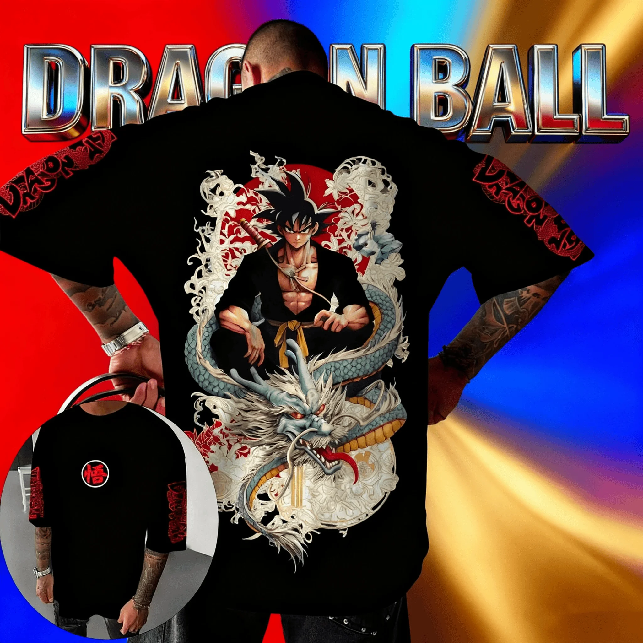 Anime Dragon Ball Anime Sun Wukong Pattern 2025 Summer New Hot Selling Men's Women's Casual Loose Hip Hop Cotton T-shirt