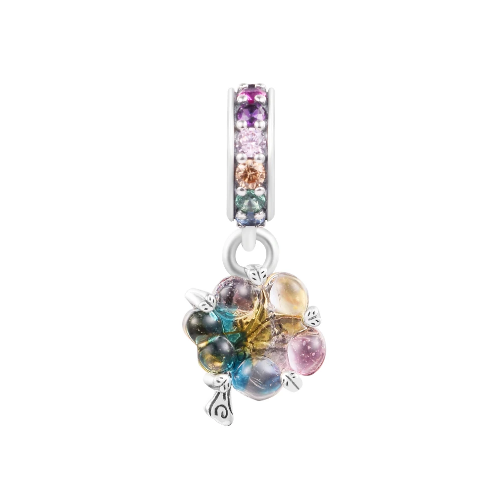 

Togetherness Tree Murano Glass Dangle Charm Women's Jewelry 925 Sterling Silver Charms Woman Kids Fashion Make Up Accessories