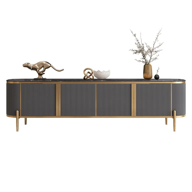 

Комплект: журнальный столик и тумба под ТВ из мрамора в стиле лайт-люкс, постмодерн, простой, элитный, напольный, для демонстрационных залов, модель Hong Kong-st