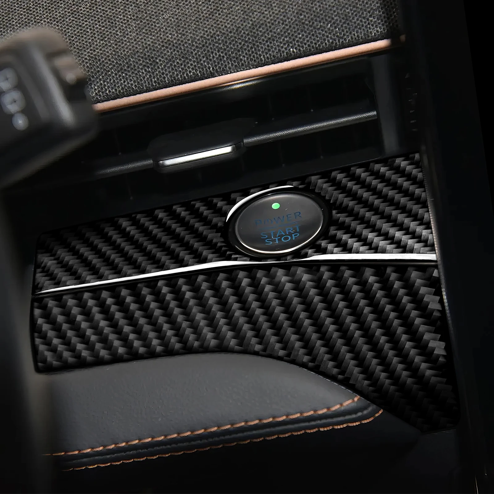 Soft Carbon Fiber Interior Sticker. Car Engine Start Stop Button Panel. For Ford Mustang Mach-E (2021-2027) Trim Accessories. view 3