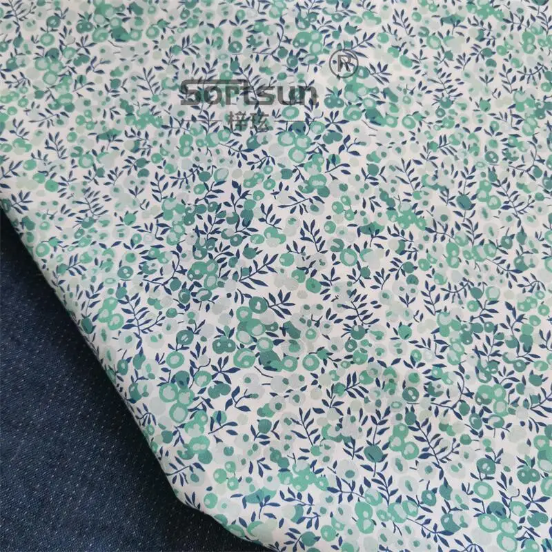 Wiltshire Green Floral 100% Cotton 80S Like Liberty Fabric Digital Printing For Sewing Cloth Dresses Skirt Kids Designer Poplin