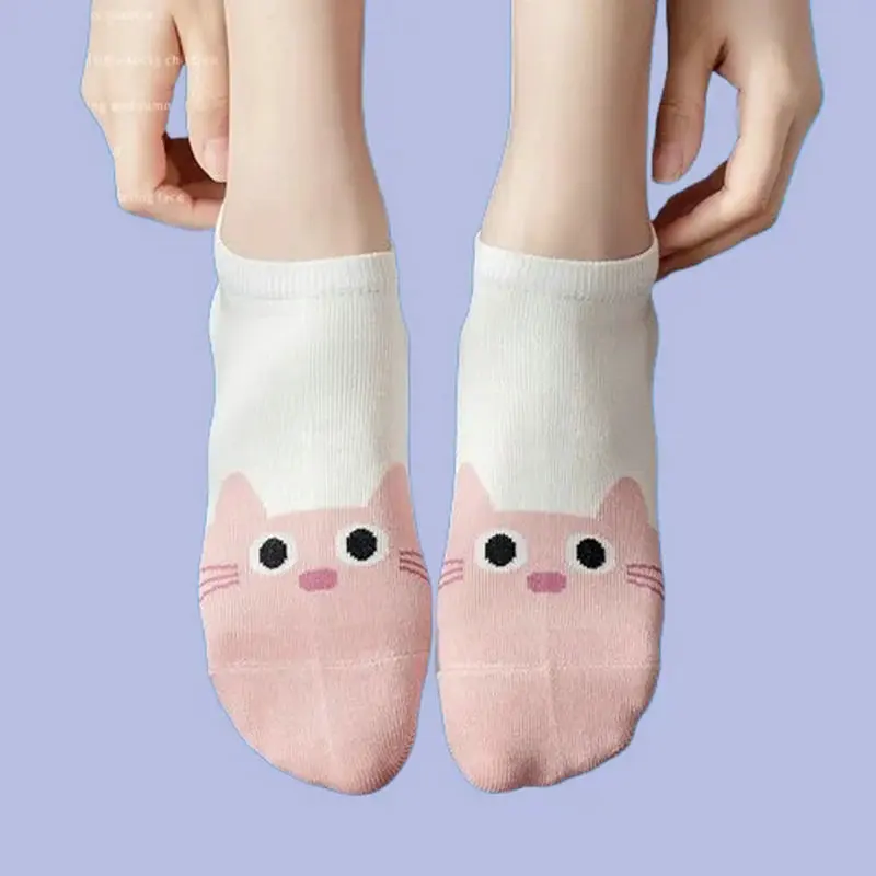 Calcetines altos para mujer, medias con orejas de gato, versátiles, a la moda, bonitos, celebridades de Internet, para principios de primavera, 5 pares