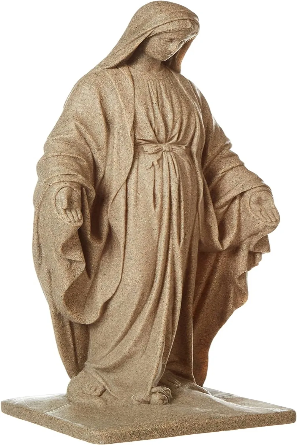 Emsco Group Virgin Mary Statue - Natural Sandstone Appearance - Made of Resin - Lightweight - 34