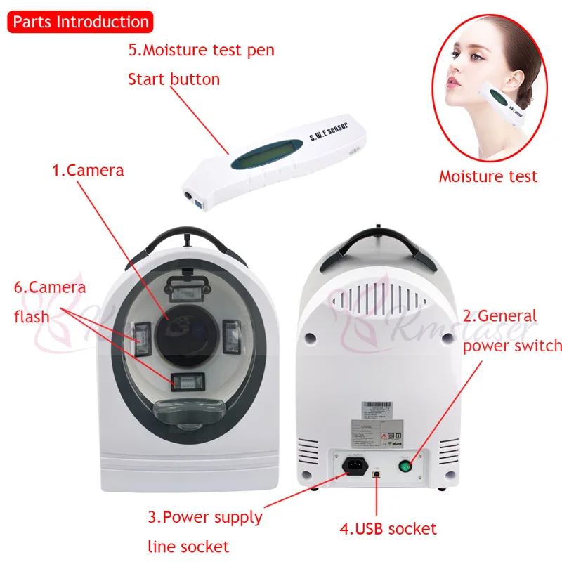 Portable Facial Skin Analyzer Machine Facial machine per lanalisi della pelle skin evaluator Home Use Digital Skin Moisture Skin