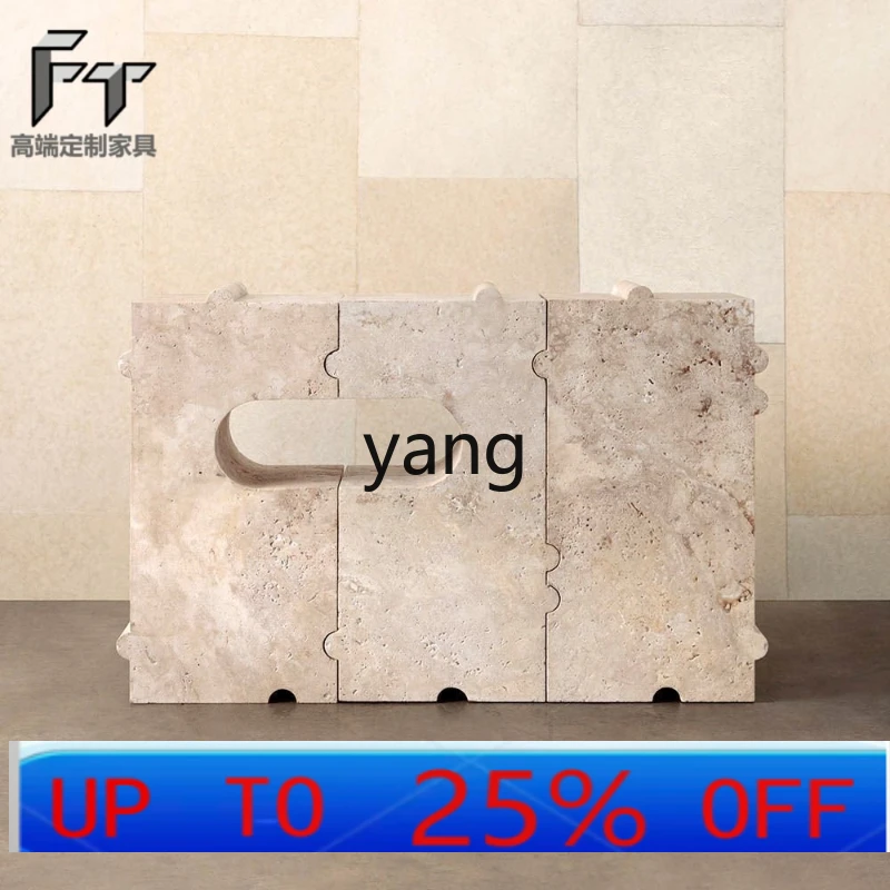 Lhh simple splicing natural travertine porch table art display stand marble