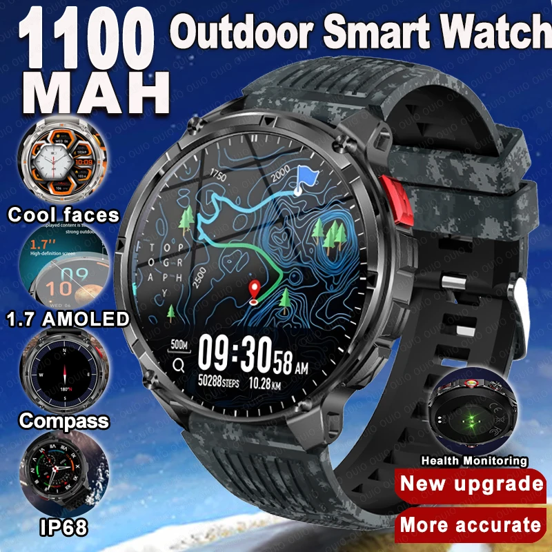 

2026 New Outdoor Sports Smart Watch Men HD Screen 1100mAh Large Battery Long Standby Time Bluetooth Call Sports Watch Waterproof