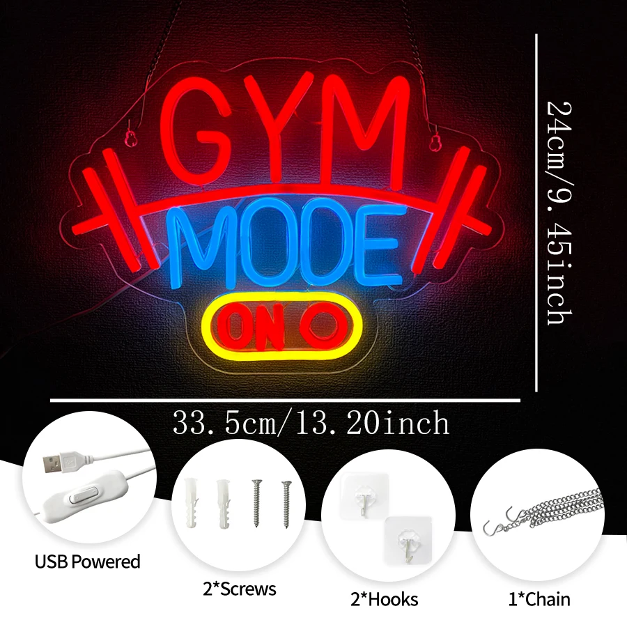 Enseigne néon « Mode Gym Actif - Home Gym Neon Sign avis et prix
