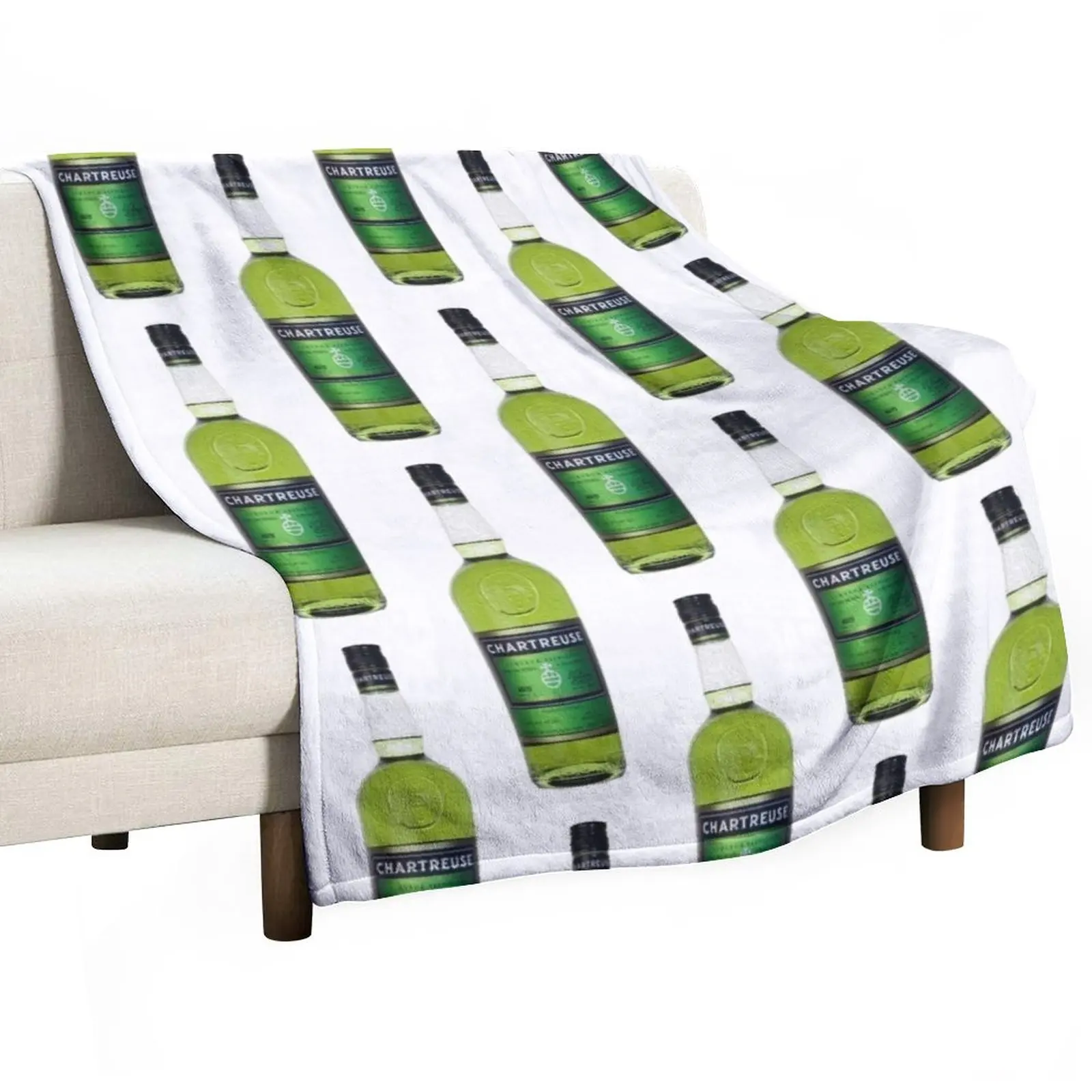 

Green Chartreuse Bottle Oil Painting Throw Blanket Thermal manga Blankets