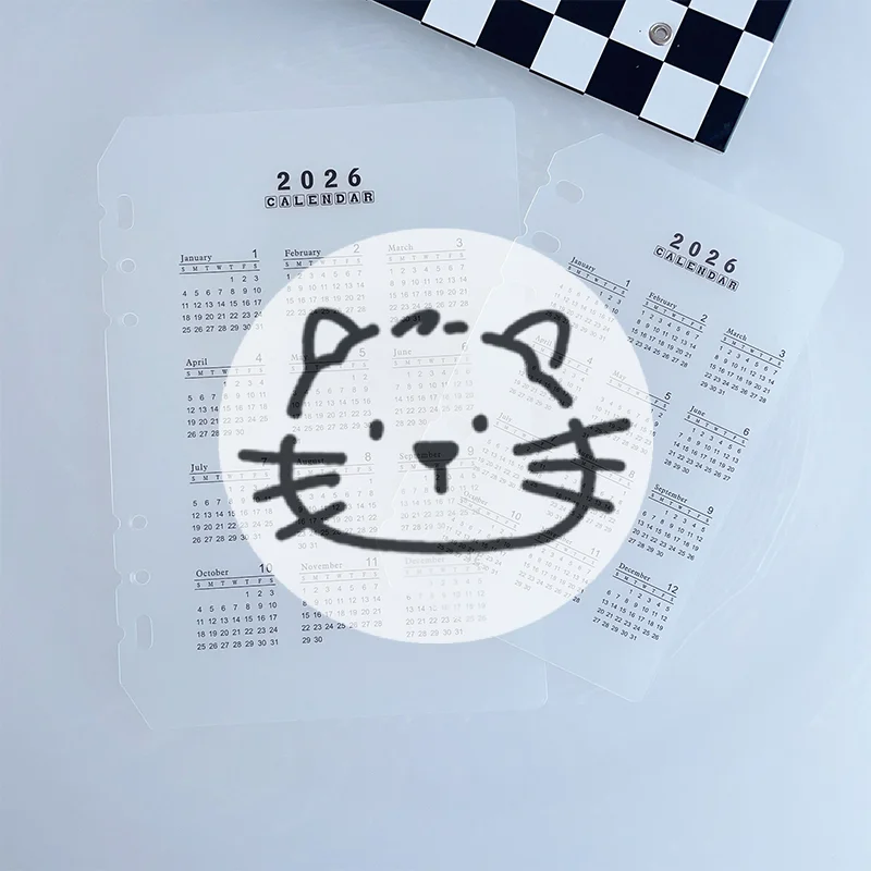 

New 2026 A5/A6 Loose Leaf 6 Holes Calendar Separator Page Durable Transparent PP Frosted Material For Planner Time Management