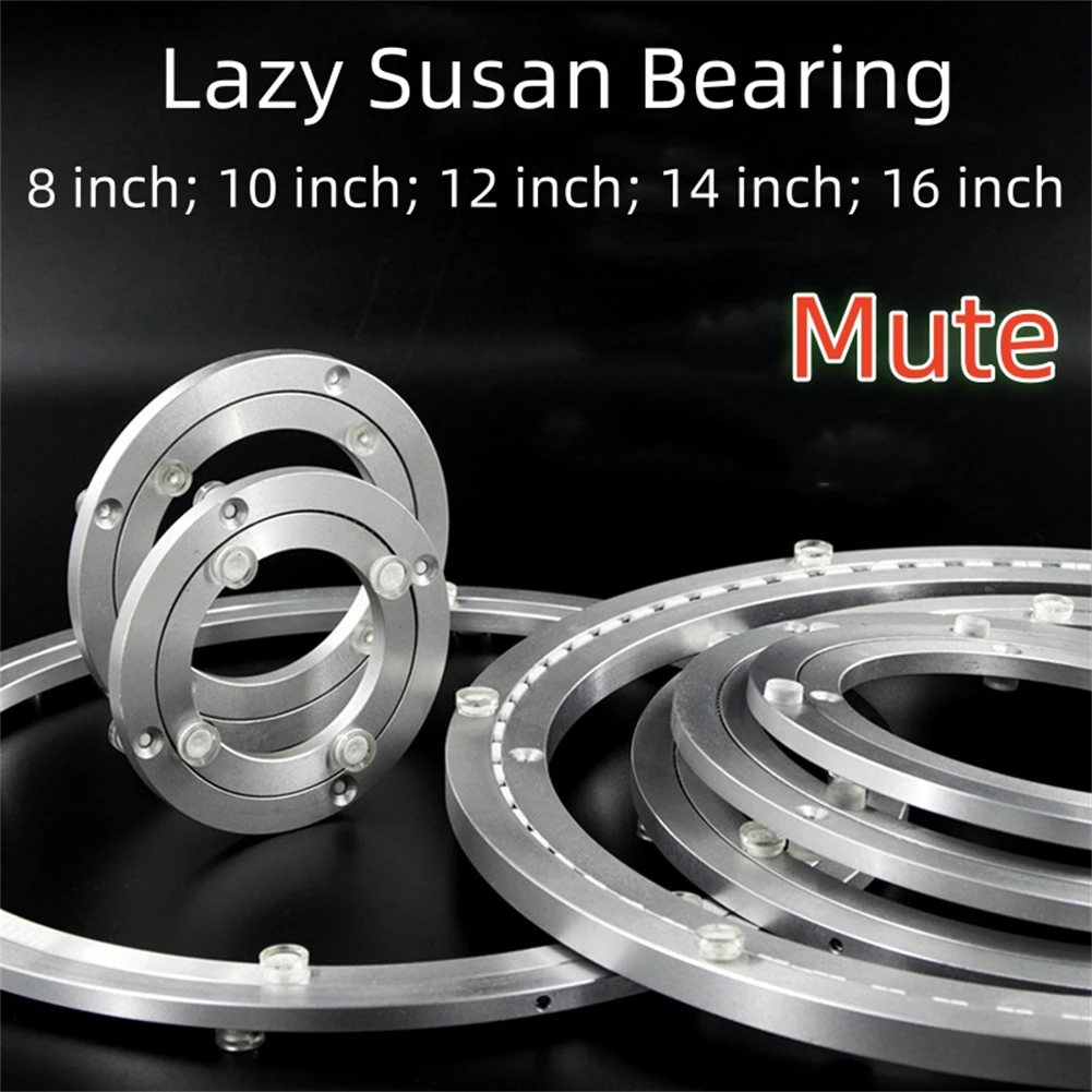 1pc 20-40cm Aluminum Alloy Rotating Bearing Turntable Mute Lazy Susan Base Silver For Kitchen Dining Table Smooth And Efficient