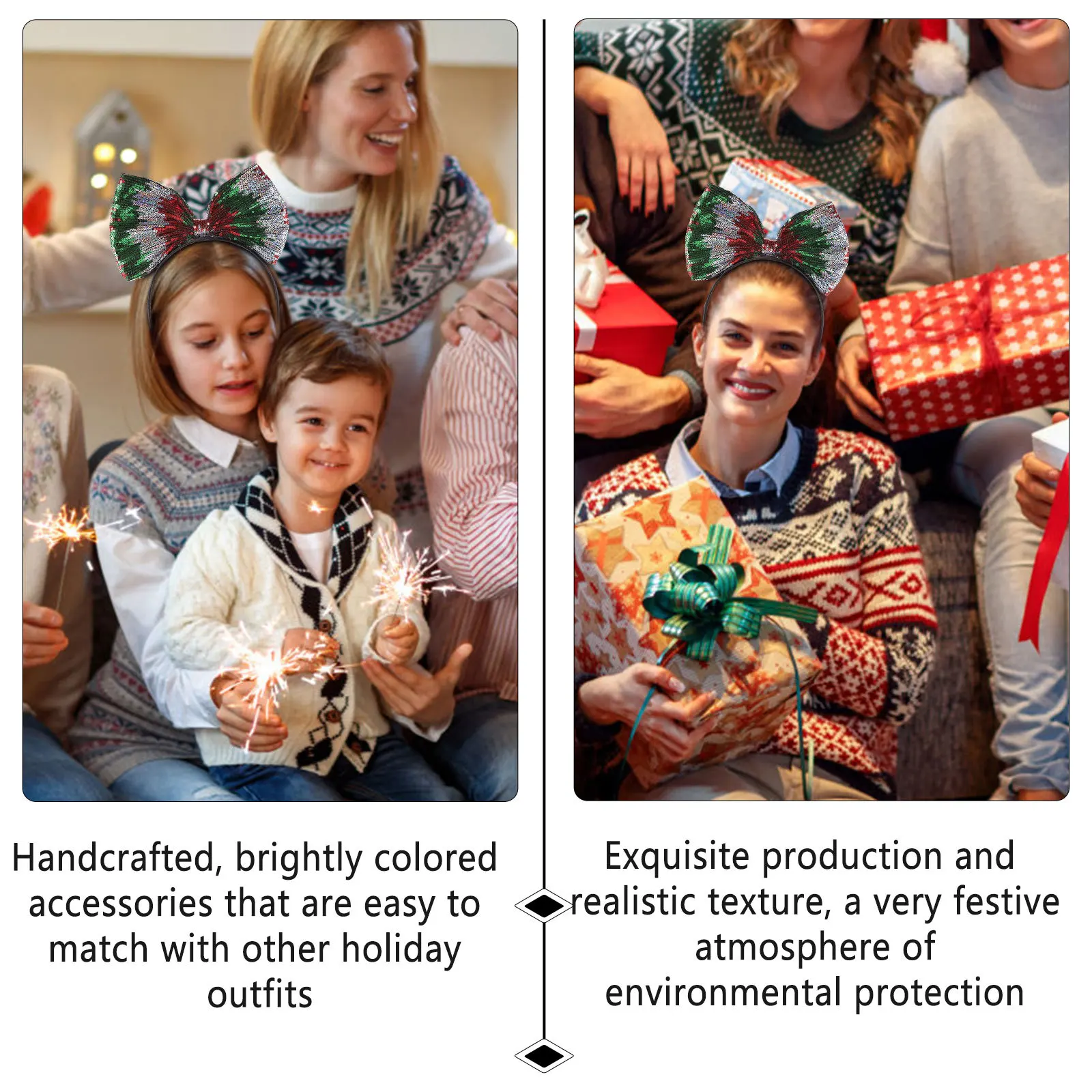 الترتر القوس الشعر هوب عيد الميلاد عقال لقضاء عطلة الطرف الديكور بريق Bowknot رباط شعر عيد الميلاد غطاء الرأس احتفالي