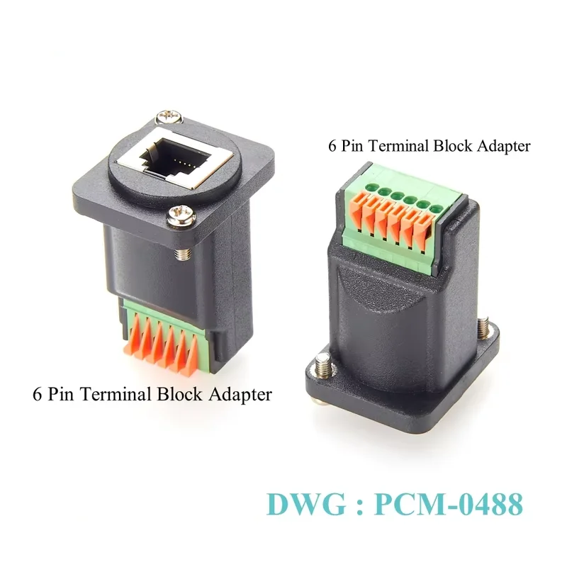 RJ12 6P6C Female Panel Mount 6 Pin Terminal Block Adapter Bulkhead Adapter D-type Module Flange Mount Connector for  Network