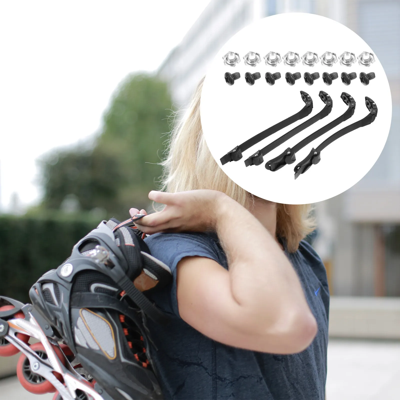 

4pcs Roller Skates Strap Replacement Parts Adjustable Length Screws Included For Skate Shoes Skating Accessories