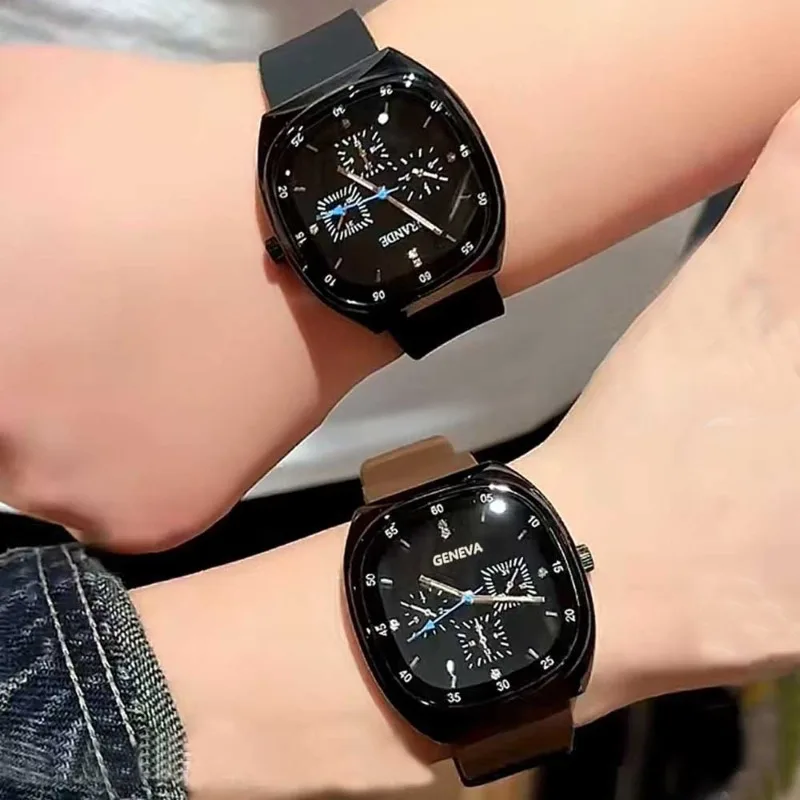 

Женские часы, повседневные элегантные простые квадратные кварцевые часы, модный тренд, силиконовый ремешок, студенческие наручные часы, подарок для мужчин и женщин