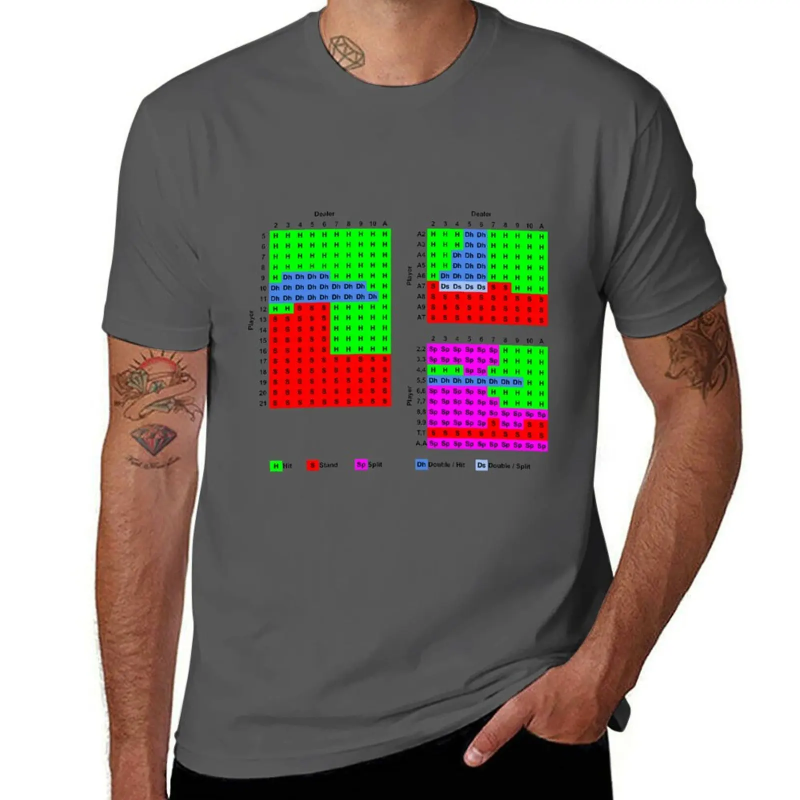 Camiseta Black Jack Strategy, camiseta informal holgada de manga corta