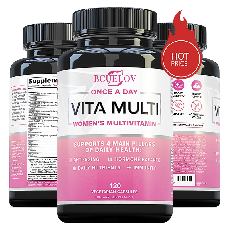 Daily Multivitamin for Women, Containing Iron, Folic Acid, Biotin, Calcium, Can Relieve Anxiety and Stress, Anti-aging, Immunity