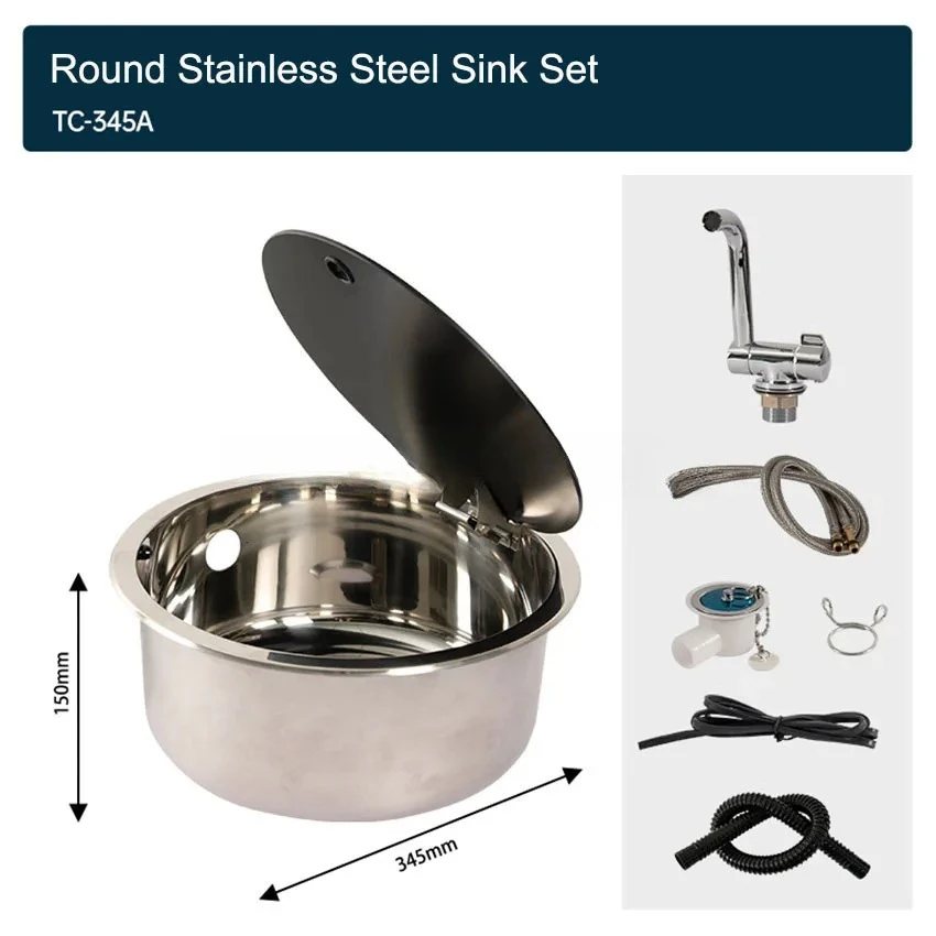 304 Stainless Steel Narrow Small Sink, Car Vessel Washing Basin With Tempered Glass Cover for Vegetable Washing