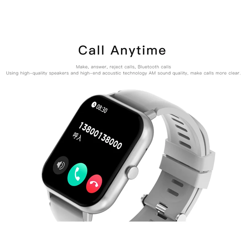 Smartwatch Męski Damski Połączenia Bluetooth Asystent Głosowy AI Zegarek na Rękę Zdalne Sterowanie Muzyką Ekran Kwadratowy 1,83 cala Monitor Aktywności Sportowej