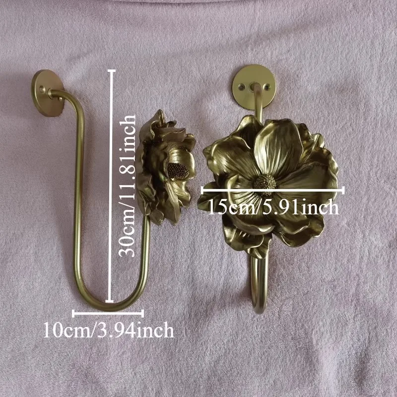 2PCS/U-Shaped Folding Curtain Hooks, Adjustable Wall Hooks, Living Room, Bedroom, Extended Decorative Wall Hooks, One Pair