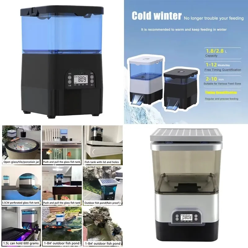 Automatic Fish Feeder Square Plastic Aquarium Tank Koi Feeder Aquaculture Device