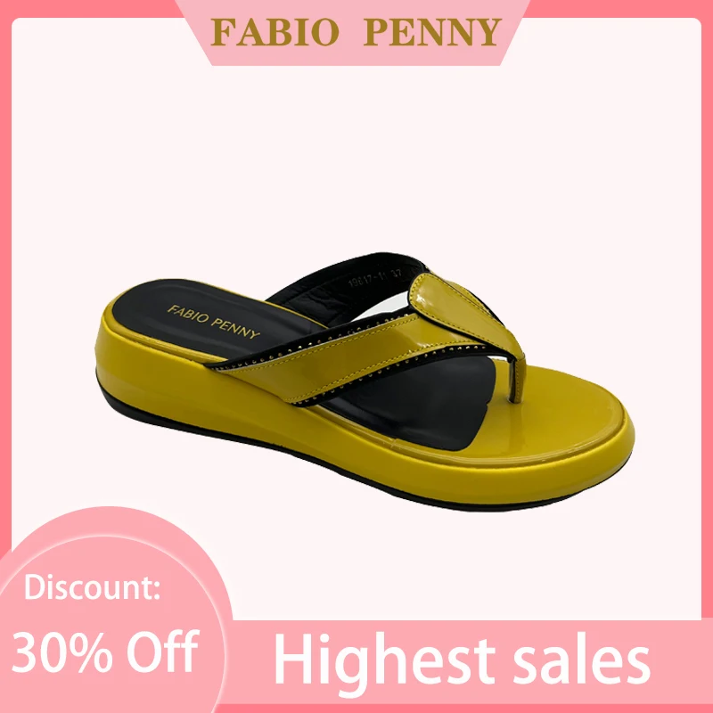 FABIO PENNY2024 Summer explosion Comfortable fashion wear pu flip-flops casual holiday sandals plus size women's slippers