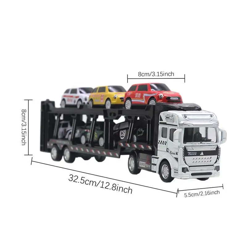 Car Transporter Toy No Battery Required Vehicle Toy For Hand-Eye Coordination Color 2 Deck Detachable Metal Pull Back Toy 6 Cars