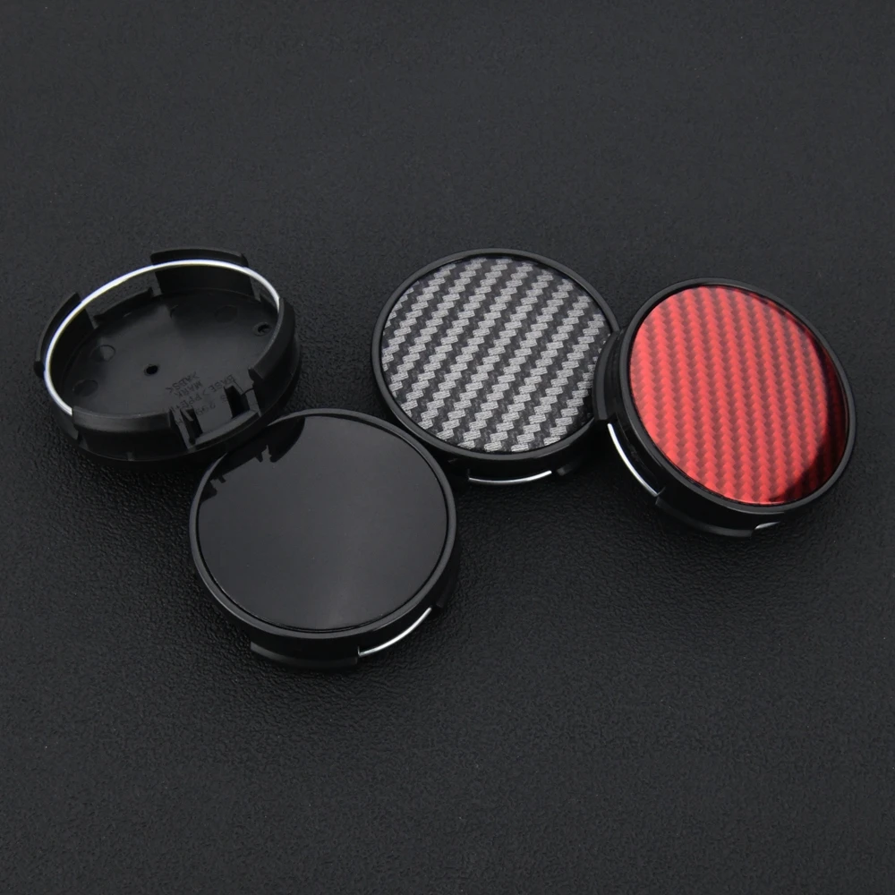 4PCS Wheel Center Cap 62mm OD / 60mm Clip Blank Emblem Sticker Rim Caps Wheel Cover Hub Cap Black & Silver