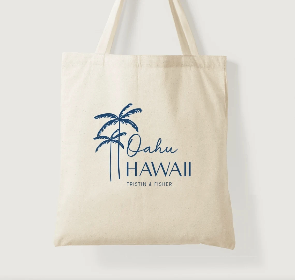 Maui Wedding Totes - Wedding Welcome Bag - Hawaii Wedding Tote - Guest Gift Bags - Destination Wedding Tote - Custom Tote Bag -