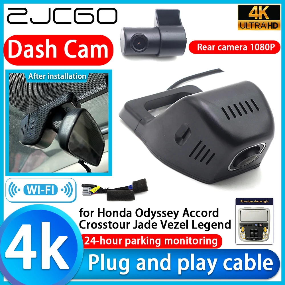 Cámara para Auto 4K DVR con Lente Sony UHD, Monitor de Estacionamiento 24h, Grabadora de Video para Honda Odyssey, Accord, Crosstour, Jade, Vezel, Legend