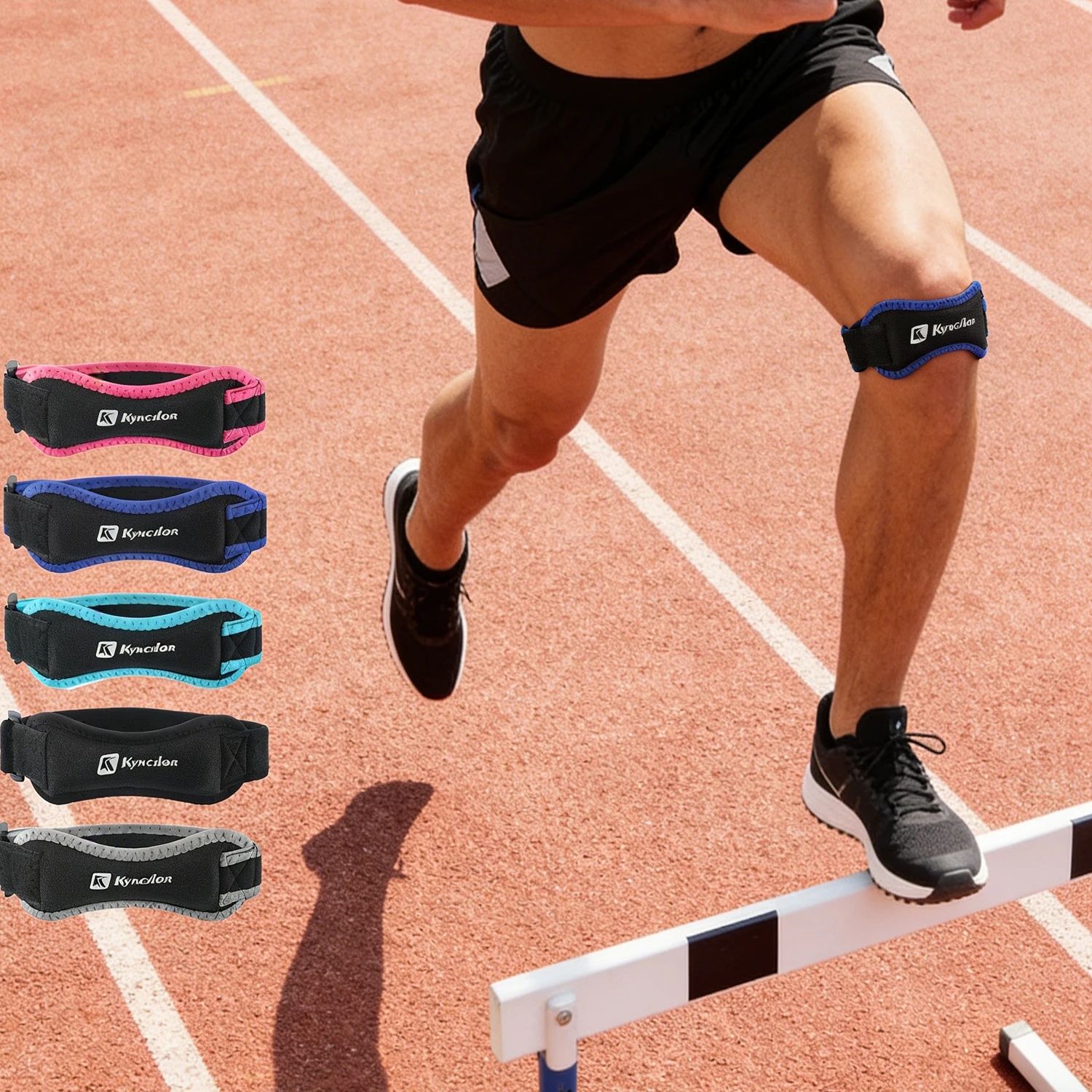 1 Piece Knee Patellar Tendon Knee Support Strape Brace Adjustable Shock Absorption Compression Knee Pad Sleeve for Basketball
