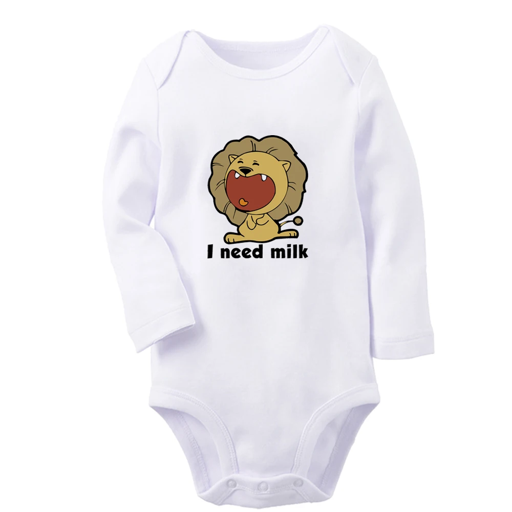 Crying Little Lion I Need Milk Cute Baby Rompers Boys Girls Official Member For Baby Boom Bodysuit Infant Long Sleeves Jumpsuit