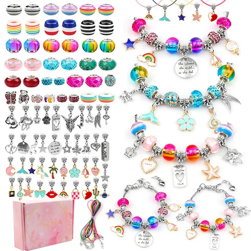 125pcs colorful colored glaze DIY children's bracelet unicorn bracelet set