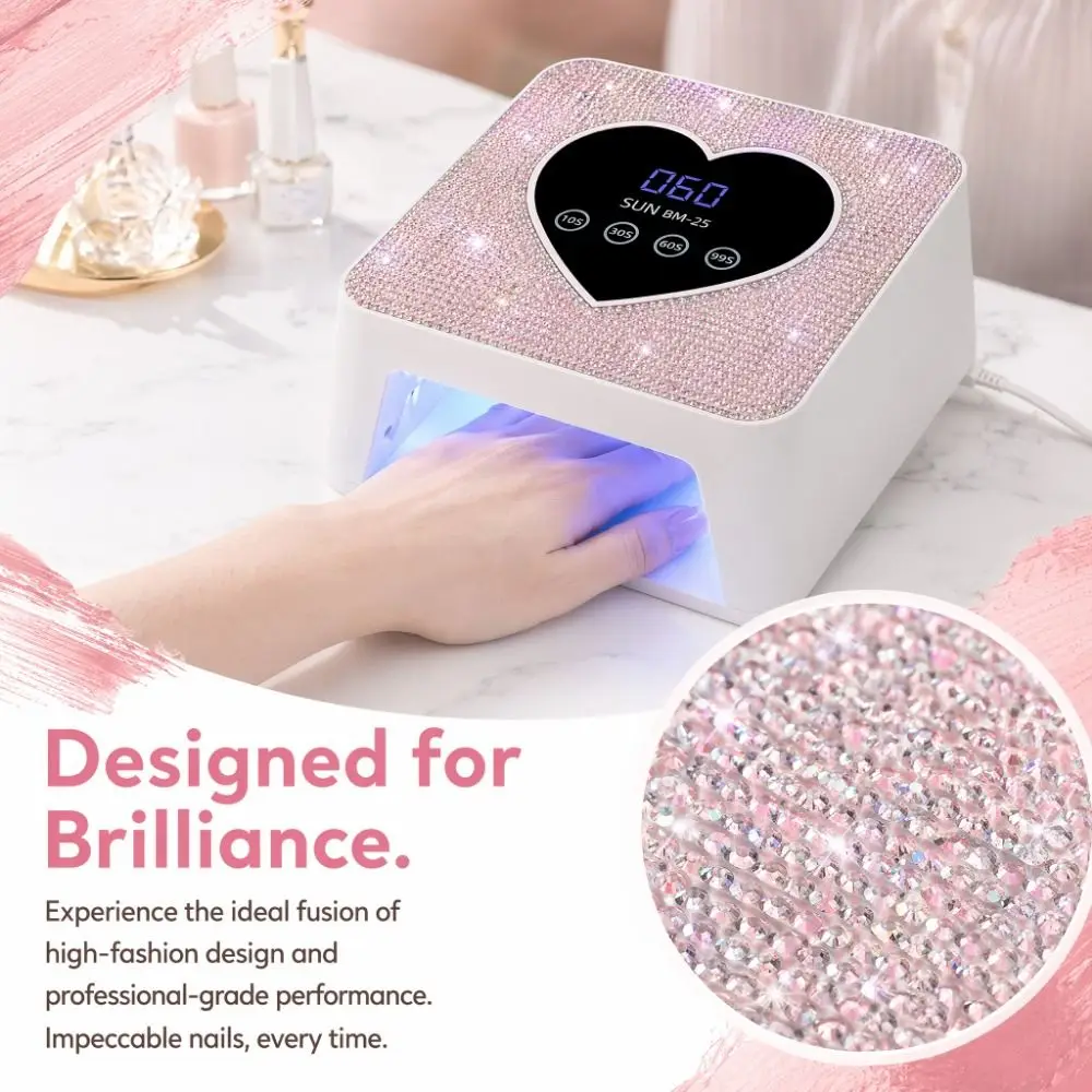 

Rhinestone Heart Shape UV Nail Lamp Fast Curing Auto Sensor Nail Curing Lamp 21 Lamps 4 Timers Nail Dryer Machine