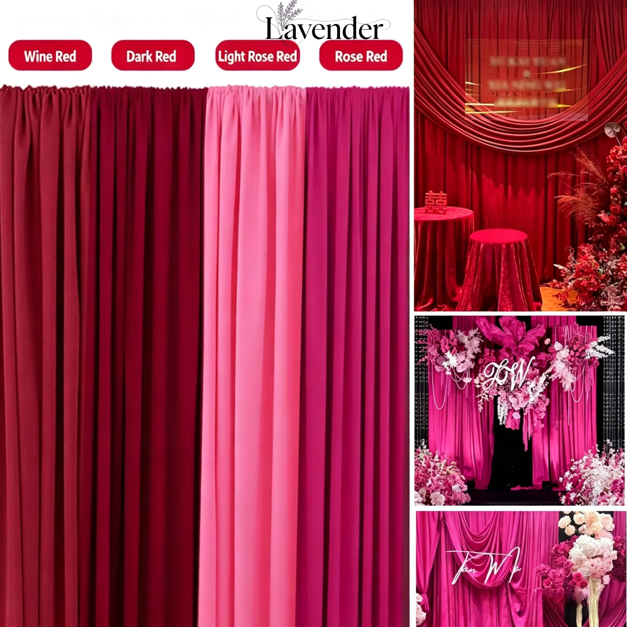Wedding wine red milk silk elastic cloth mantle wedding background wall decoration red cloth wedding gauze scene arrangement