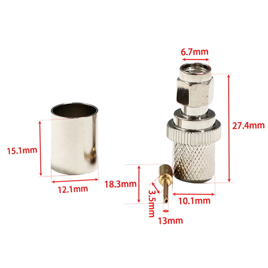 1Pc Rp Sma Male Plug Rf Coax Connector Crimp RG8 RG213 LMR400 Kabel Rechte Vernikkelde Groothandel Nieuwe