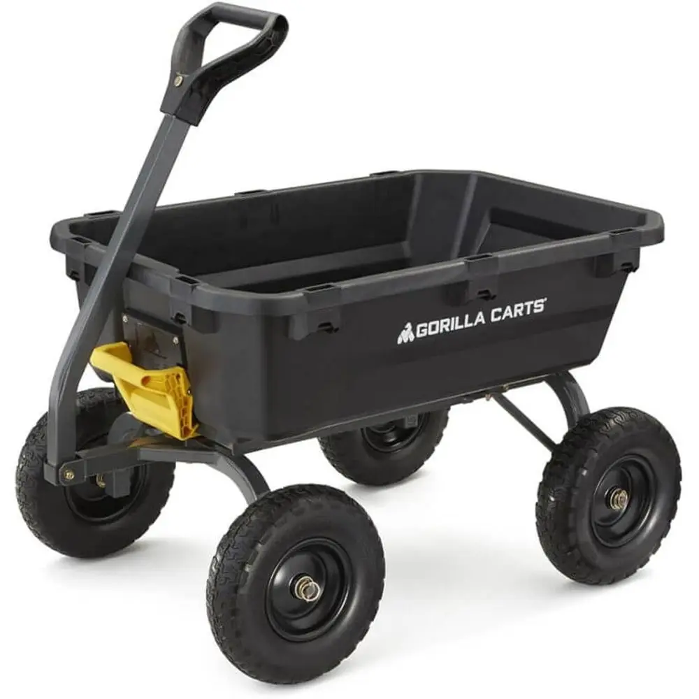

Heavy-Duty Poly Garden Cart, 7 Cubic Feet, 1200-Pound Capacity, No-Flat Tires, Black, Amazon Exclusive