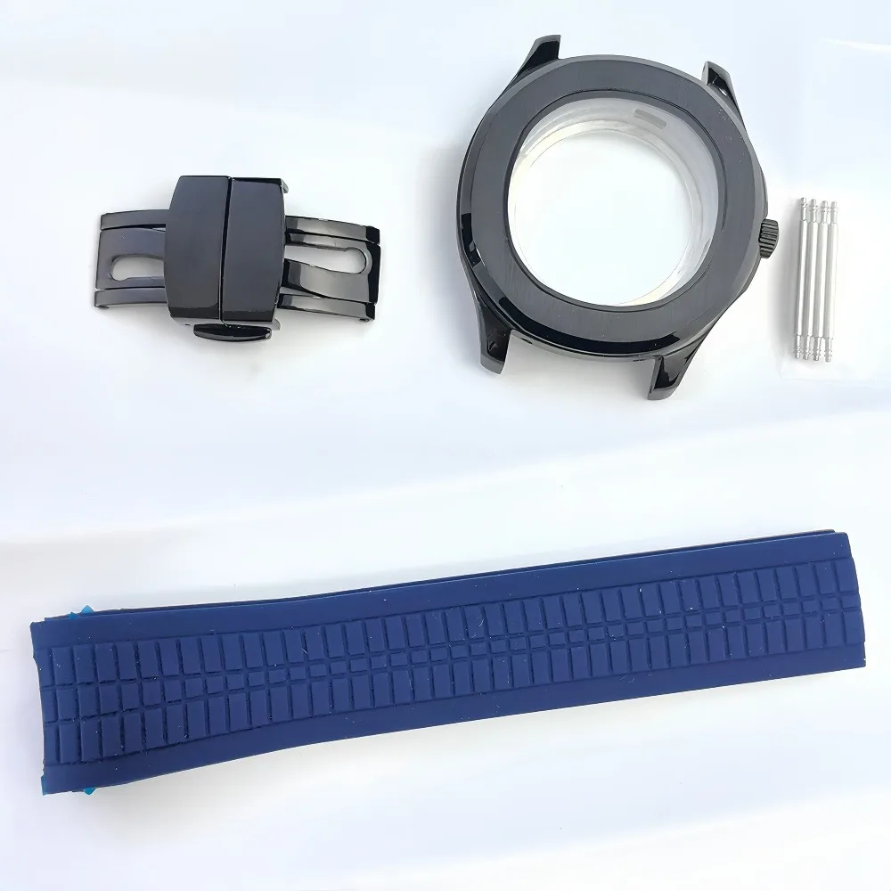 NH 35 caso Diâmetro 42mm Nautilus relógio pulseira de borracha à prova d'água 100m acessórios de relógio compatíveis com movimento nh35/nh36