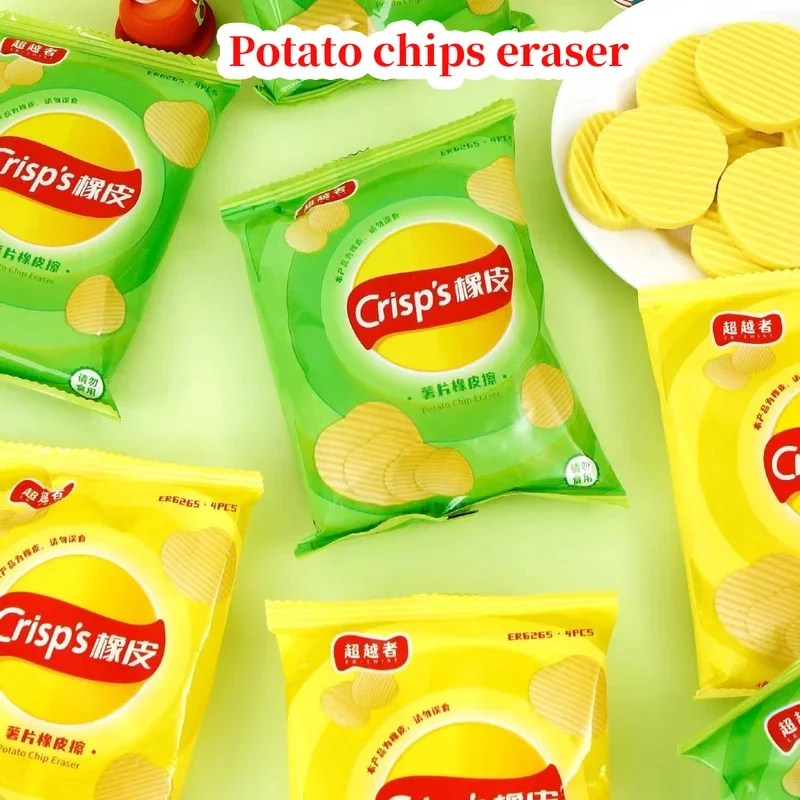 Imagem -03 - Artigos de Papelaria Estética Batata Chips Erasers Borracha de Volta ao Material Escolar Kawaii pc