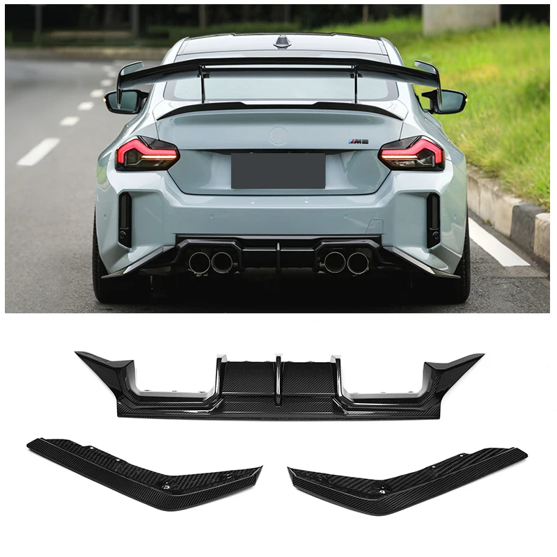 CT Style G87 Real Dry Carbon Fiber Rear Diffuser Bumper for BMW G87 M2 2023+ Upgrade Spoiler Lip Lower Splitter Auto Parts