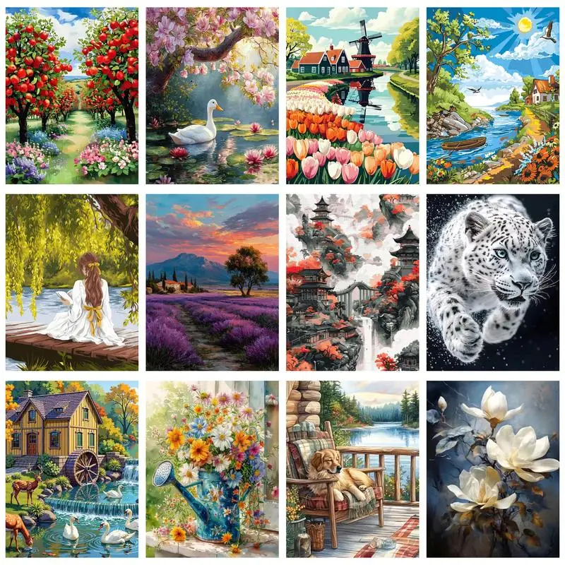 

GATYZTORY Paint By Number Tree Landscape DIY Pictures By Numbers Kits Drawing On Canvas HandPainted Gift Home Decor