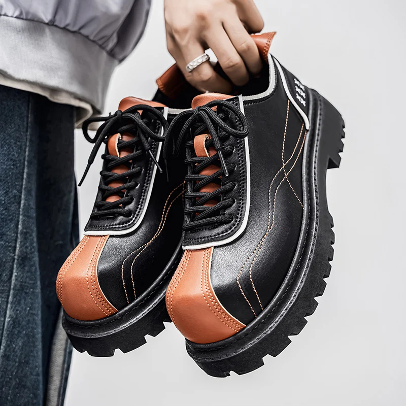 

Новинка осени 2025 года, модные повседневные спортивные дышащие мужские туфли в британском стиле на толстой подошве с низким берцем, ниша