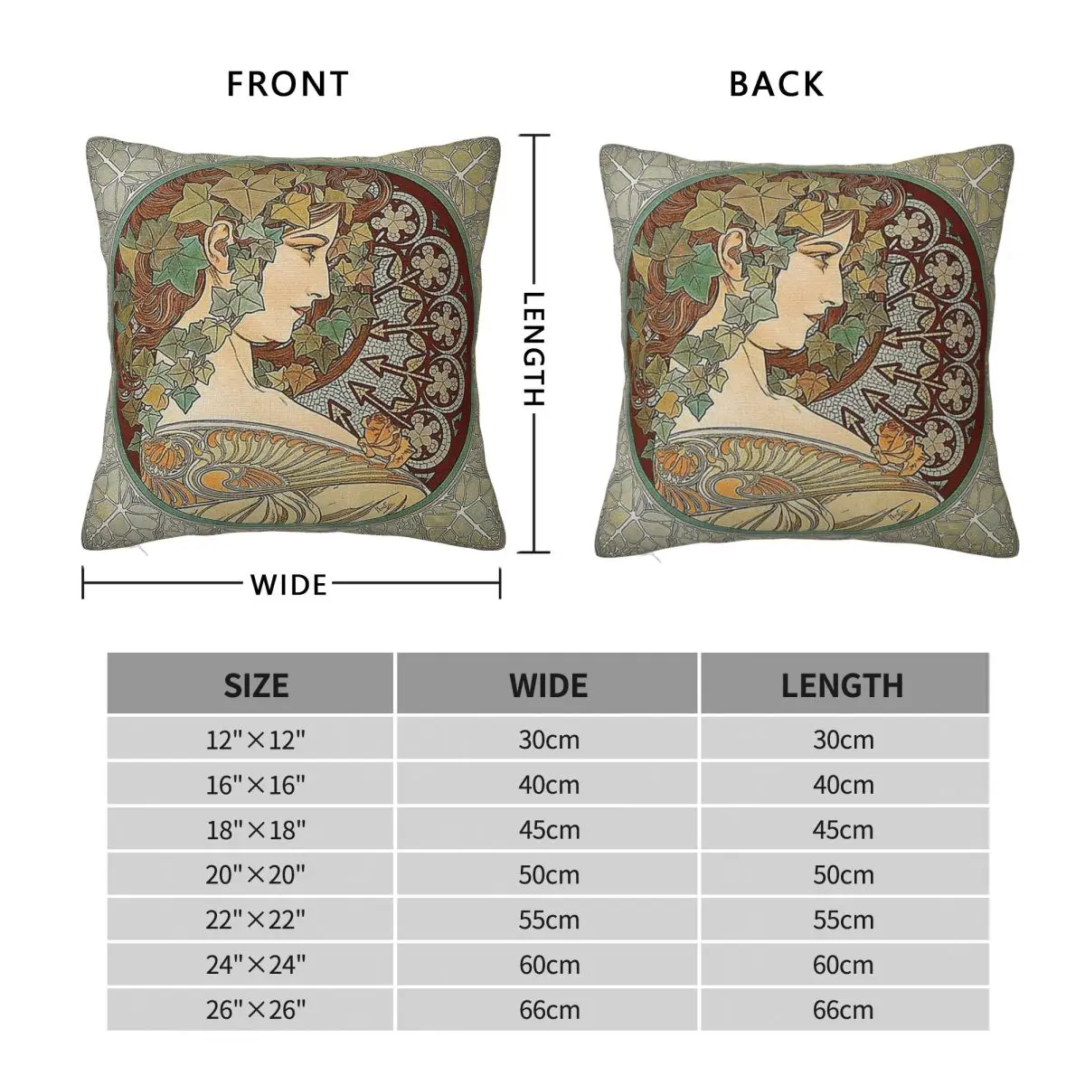 Laurel Alphonse Mucha 1901 Pillowcase Polyester Linen Velvet Pattern Zip Decor Pillow Case Home Cushion Cover Wholesale