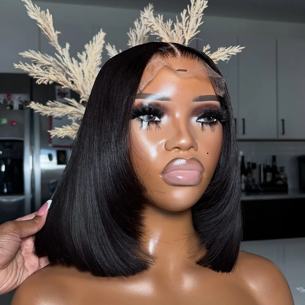 short-bob-straight-13x6-hd-transparent-lace-frontal-wig-human-hair-preplucked-glueless-wigs-human-hair-350-density-wig-for-women