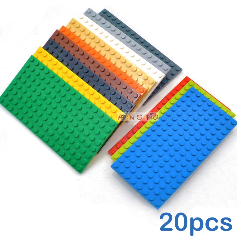 8x16 blocos de construção finos para crianças, 20pcs, tijolos, pontos, 12 cores, brinquedo educativo e criativo, compatível com 92438