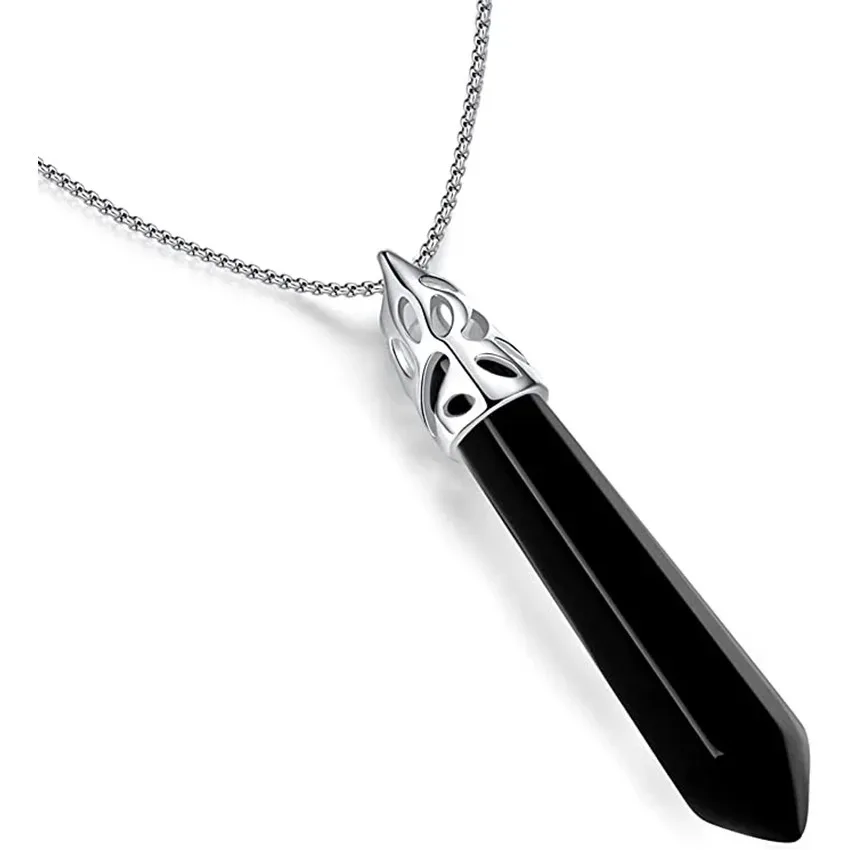 2026 Spring New Obsidian Necklace - Braided Rope with Pyramid Pendant, Trendy Jewelry for Women
