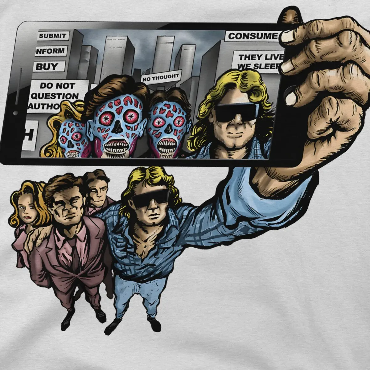 They Live Film THEY LIVE WE SELFIE Tshirt Homme Men\'s Tees Polyester T Shirt For Men