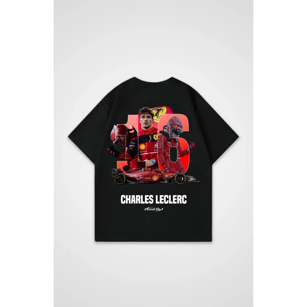 تي شيرت رجالي Leclerc كبير الحجم لمحبي بطولة السباق البريطانية تي شيرت قطني تي شيرت ملابس الشارع الشهير ملابس رجالية غير رسمية كبيرة الحجم #4